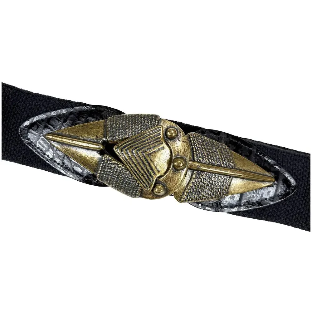 Omega VTG Women's M Black Stretch Belt Brass Arrowhead Buckle USA 80s